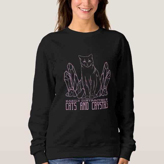 Sweatshirt Crystal Cat Pastel Goth (Devant)