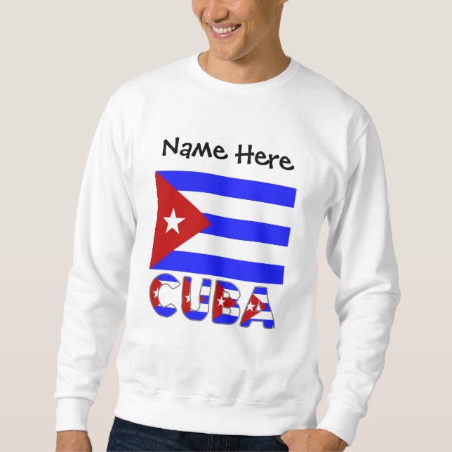 Sweatshirt Cuba et Drapeau Cubain Bleu Clair Personnalisé  (Devant)