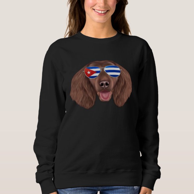 Sweatshirt Cuban Flag American Water Spaniel Dog Cuba Pocket (Devant)