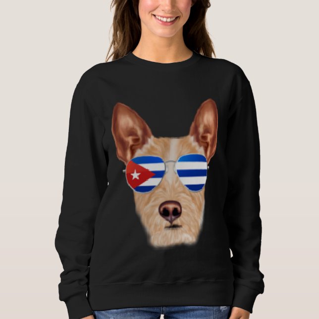 Sweatshirt Cuban Flag Portuguese Podengo Pequeno Dog Cuba Poc (Devant)