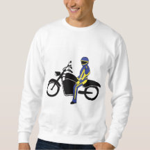 Cuirs bleus et jaunes à une course de moto