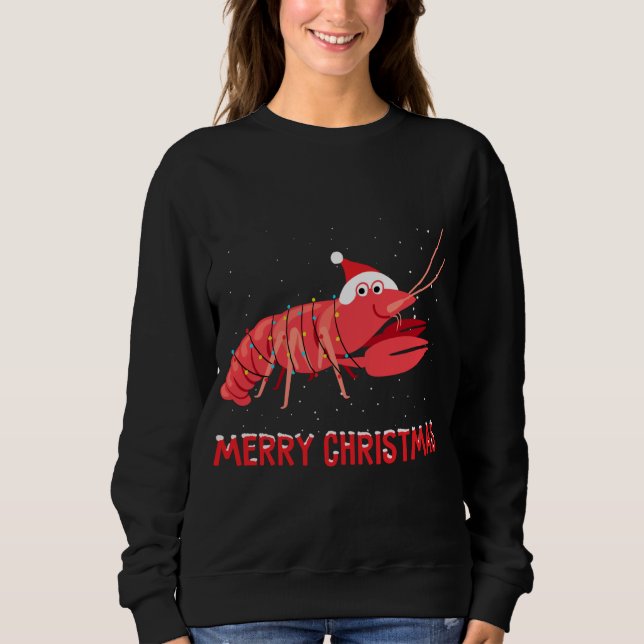 Sweatshirt Cuisine langouste Feux d'arbre de Noël (Devant)