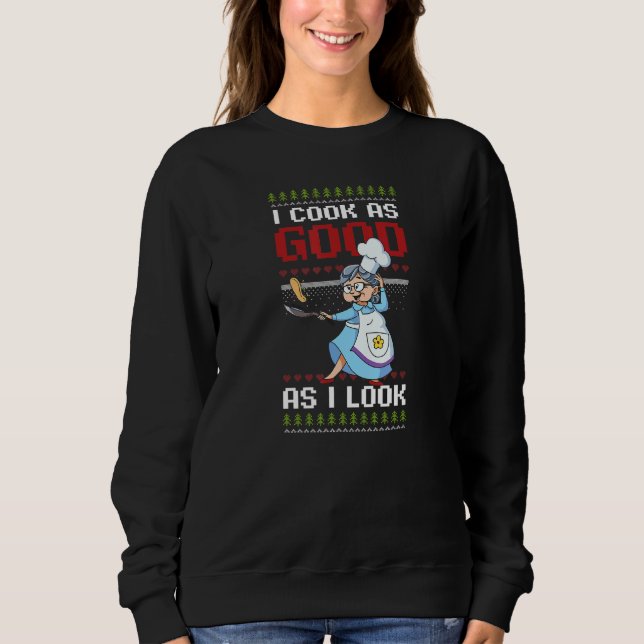 Sweatshirt Cuisiner aussi bien que je regarde le chef de Noël (Devant)