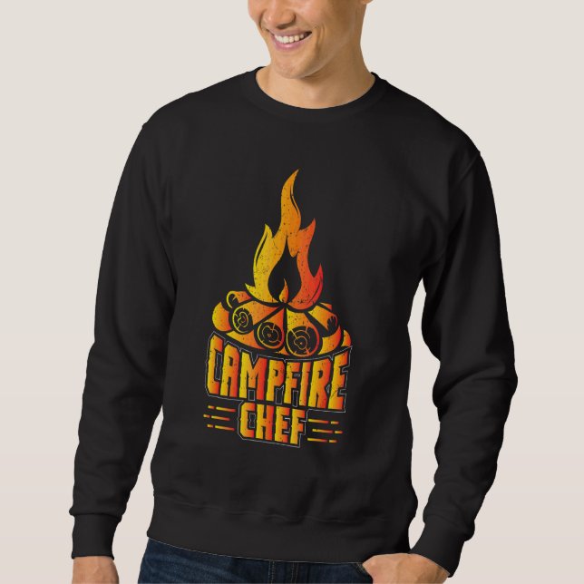 Sweatshirt Cuisinier de feu de camp Randonnée Camping Vacance (Devant)