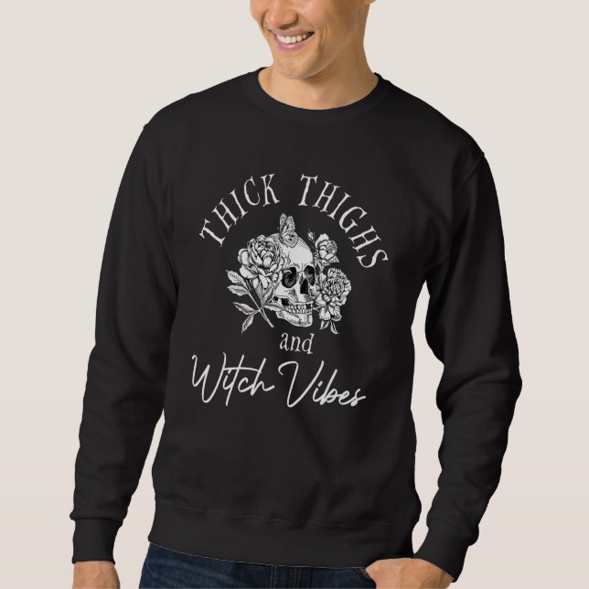 Sweatshirt Cuisse Épaisse Et Vibes De Sorcière Rose Crâne Pou (Devant)