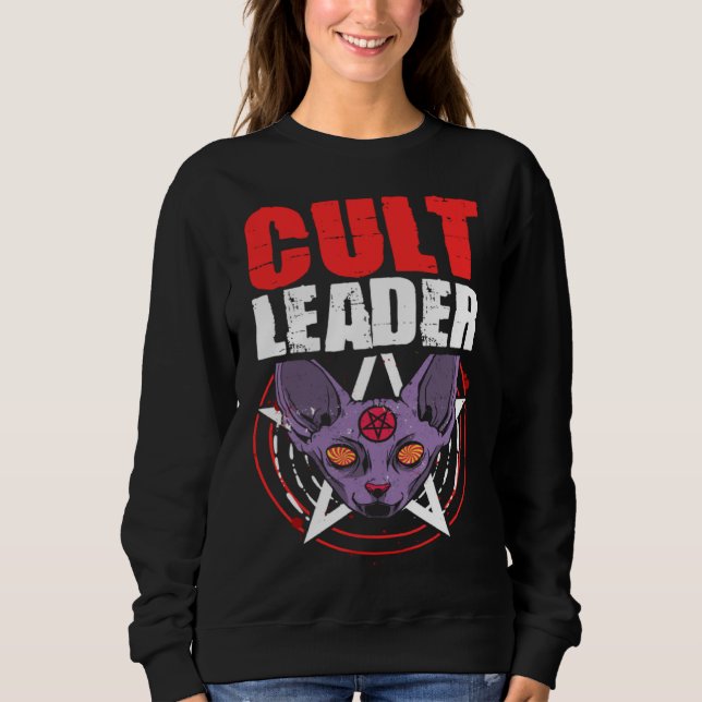 Sweatshirt Cult Leader Cat Satanic Witchcraft Baphomet Occult (Devant)