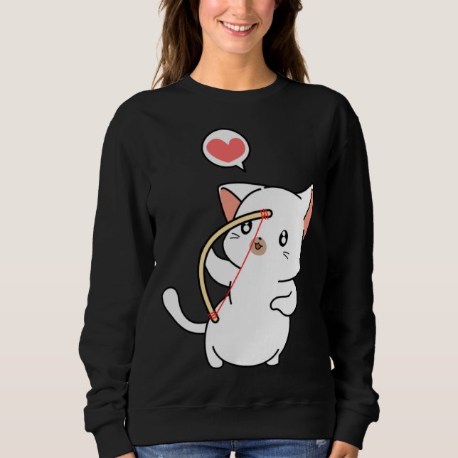 Sweatshirt Cupid Cat  Matching Couple Valentines Day Kitten (Devant)