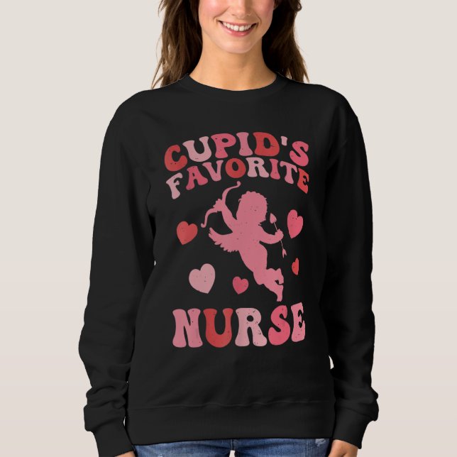 Sweatshirt Cupid's Favorite Nurse Cute Pink Heart Happy Valen (Devant)