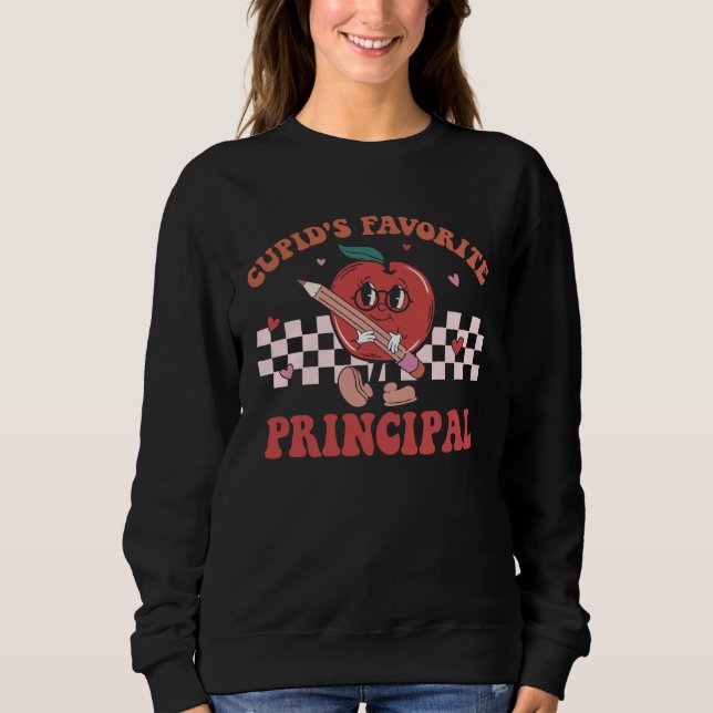 Sweatshirt Cupids Favorite School Principal Retro Groovy Vale (Devant)