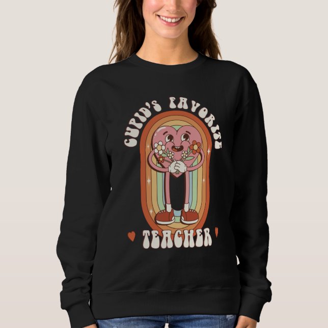 Sweatshirt Cupid's Favorite Teacher Red Heart Teacher's Cute  (Devant)