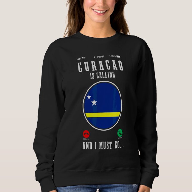 Sweatshirt Curaçao Appelle Et Je Dois Y Aller  Drapeau De Cur (Devant)