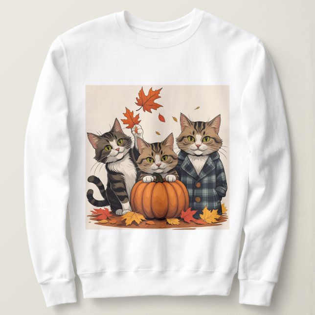 Sweatshirt Curious cats - Cozy Autumn (Design devant)