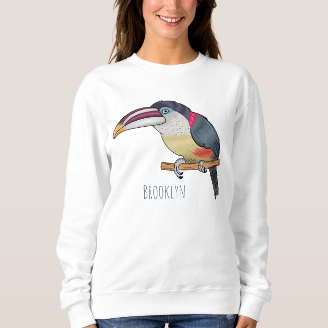Sweatshirt Curl crested aracari bird cartoon (Devant)