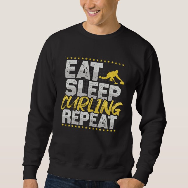 Sweatshirt Curling Eat Sleep Repeat Ice Cream Sport Hobby Cur (Devant)