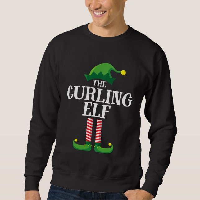 Sweatshirt Curling Elf Matching Family Group Christmas Party  (Devant)