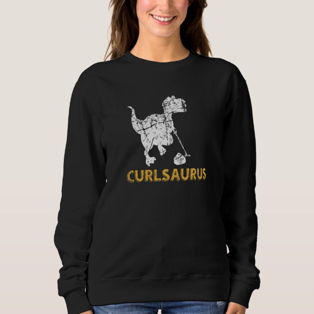 Sweatshirt Curlsaurus Joueur de curling Dino Rex Équipe Entra (Devant)