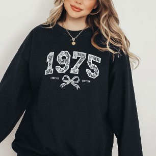 Sweatshirt Custom 50th Birthday 1975 Lace Coquette Bow