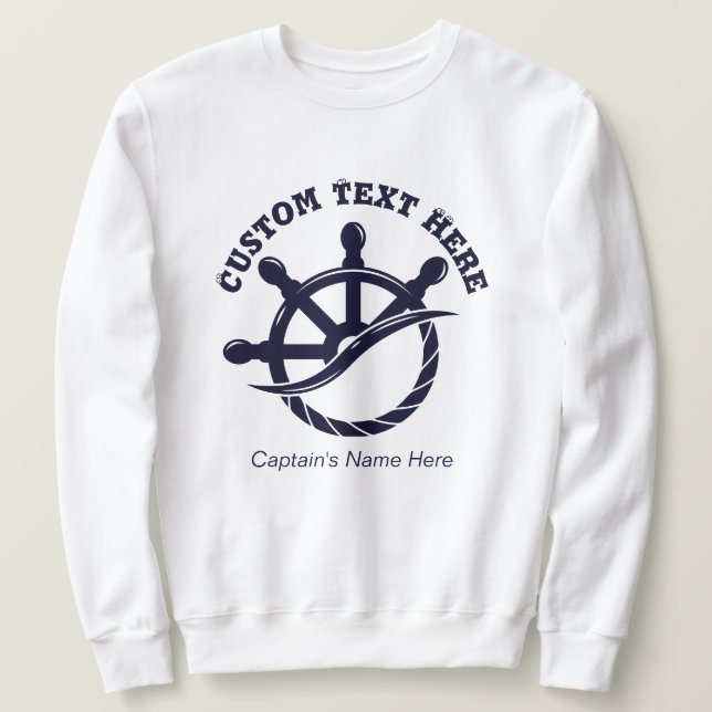 Sweatshirt Custom Captain Boat Nautical Gift (Design devant)