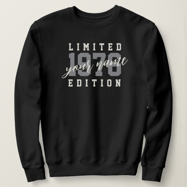 Sweatshirt Custom Name 1976 Limited Edition, 50th Birthday (Design devant)