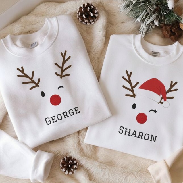 Sweatshirt Custom Name Christmas Deer Illustration Design (Custom Name Christmas Deer Illustration Design Sweatshirt)