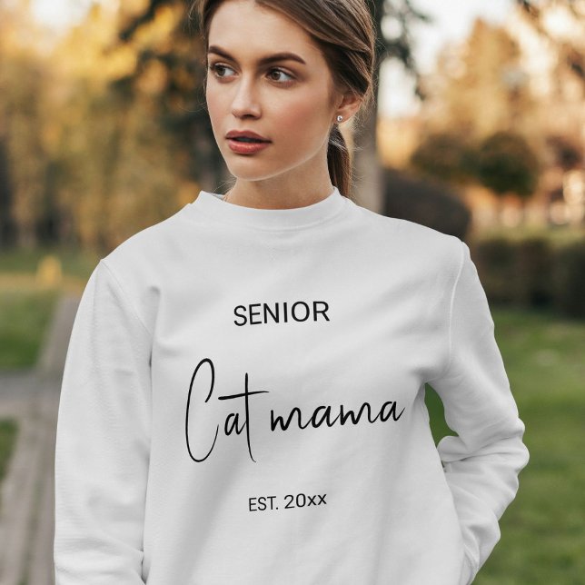 Sweatshirt Custom Pet Lover Black Script Senior Cat Mom Ash (Créateur téléchargé)
