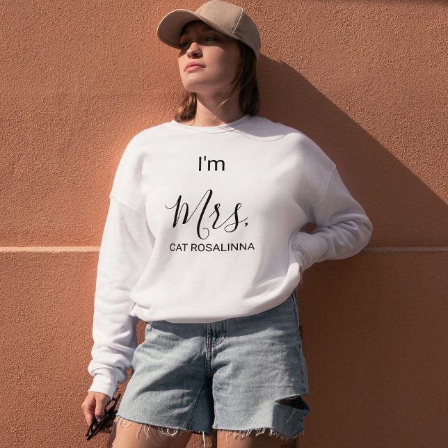 Sweatshirt Custom Pet Lover Name Stylish Black Script Cat Mom (Créateur téléchargé)