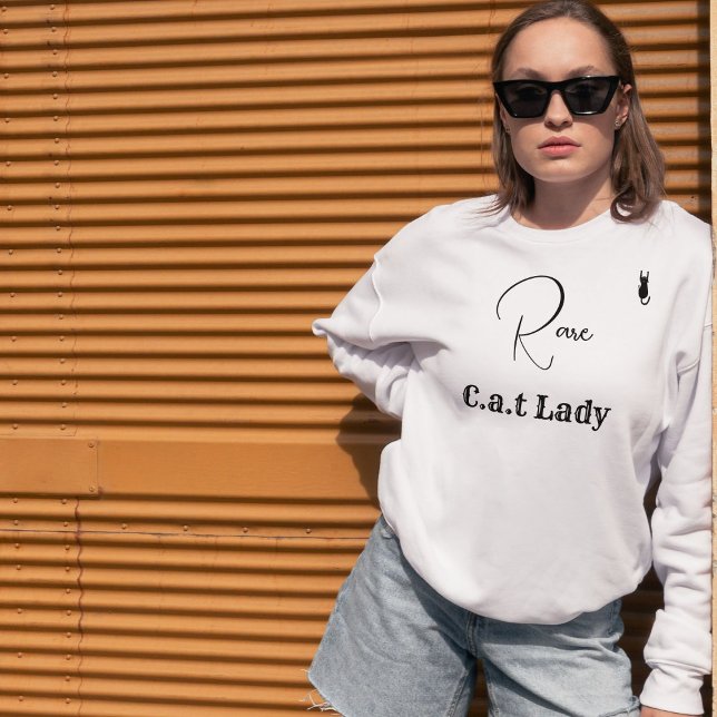 Sweatshirt Custom Pet Lover White And Black Script Cat Mom (Créateur téléchargé)