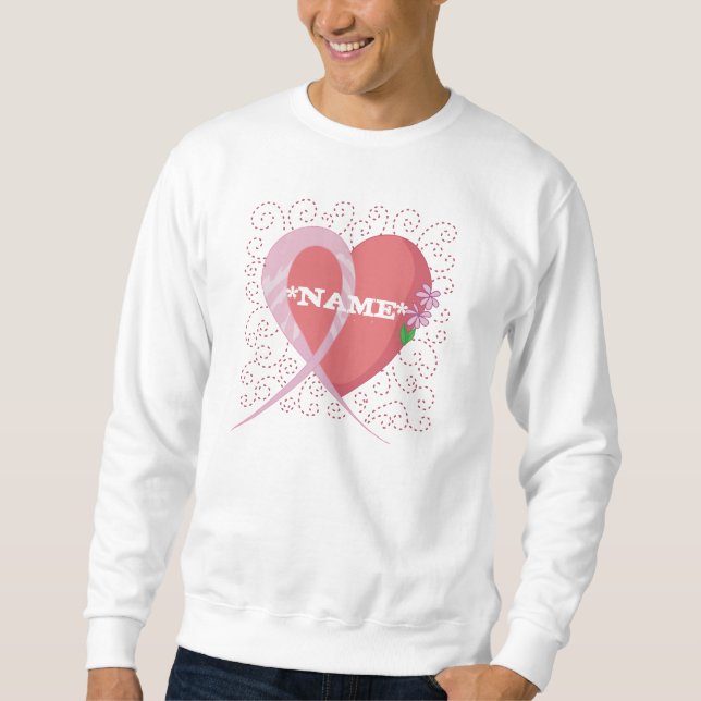 Sweatshirt customisé par coeur de cancer du sein (Devant)