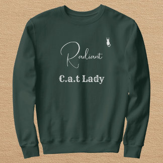 Sweatshirt Customize Pet Lover Green And White Script Cat Mom