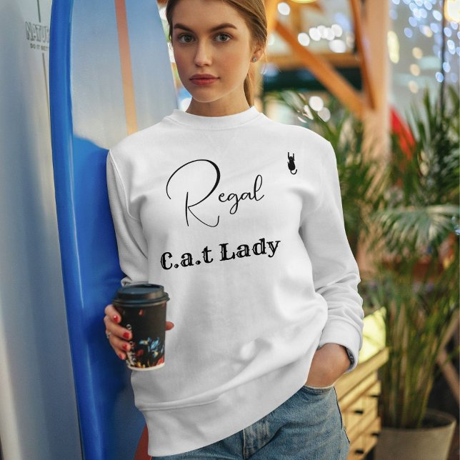 Sweatshirt Customize Pet Lover White And Black Script Cat Mom (Créateur téléchargé)