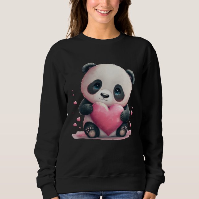 Sweatshirt Cute Adorable Baby Panda Love Heart (Devant)