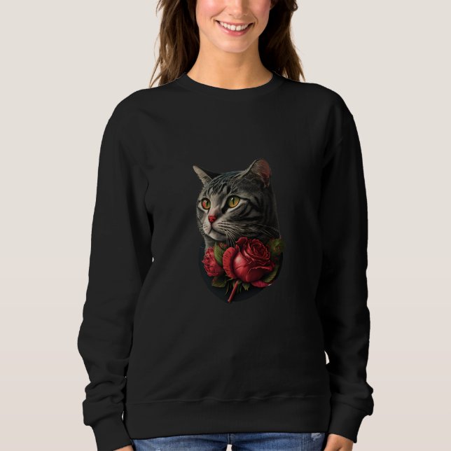 Sweatshirt Cute adorable unique Happy Valentine's Day cat hea (Devant)