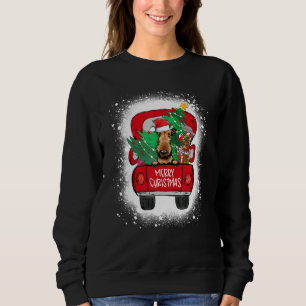 Sweatshirt Cute Airedale Terrier Camion Rouge Joyeux Noël Bl