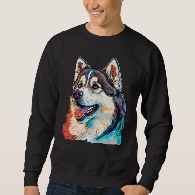 Sweatshirt Cute Alaskan Malamute Dog on Alaskan Malamute  3 (Devant)