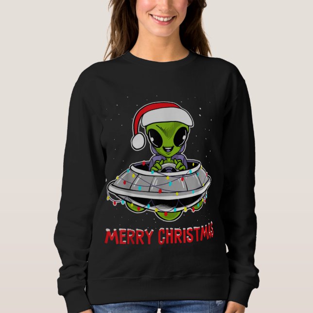 Sweatshirt Cute Alien Christmas Tree Lights Xmas Holidays (Devant)