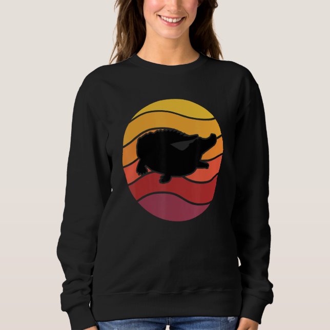 Sweatshirt Cute Alligator Crocodile Retro Sunset Lover Reptil (Devant)