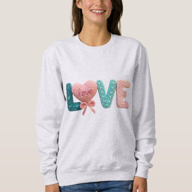 Sweatshirt Cute Amigurumi Crochet Love Letters Kawaii Heart  (Devant)