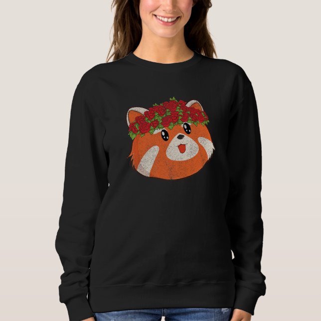 Sweatshirt Cute Animal Flowers Zoo Animal  Roses Red Panda (Devant)