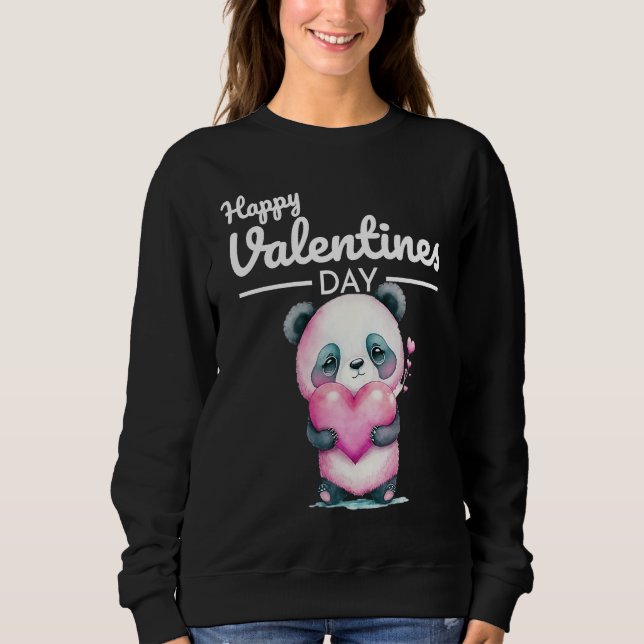 Sweatshirt Cute Animal Heart Panda  Happy Valentine Day  5 (Devant)