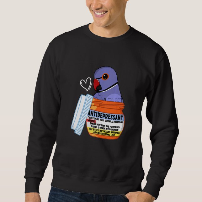Sweatshirt Cute Antidepressant Parrot I Violet Indian Ringnec (Devant)