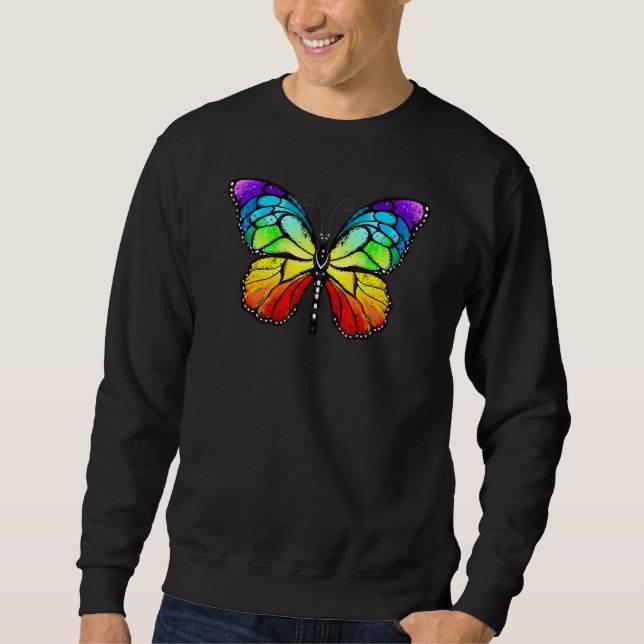 Sweatshirt Cute arc-en-ciel monarque papillon esthétique (Devant)