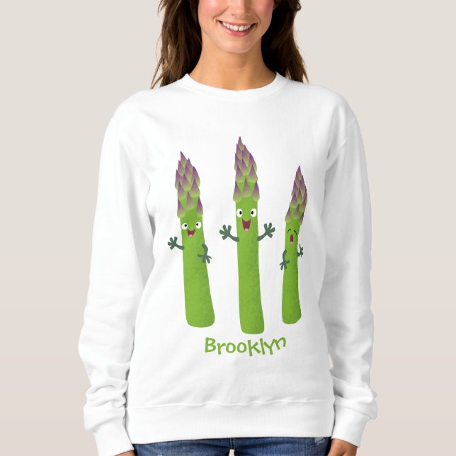 Sweatshirt Cute asperges chantant un trio végétal dessin anim (Devant)