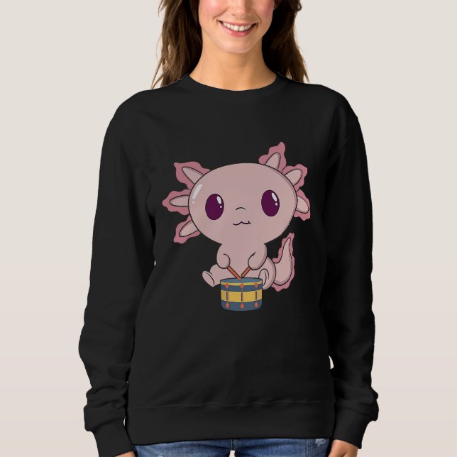 Sweatshirt Cute Axolotl Playing Snare Percussion  Snare Drumm (Devant)