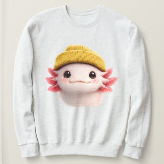 Sweatshirt Cute Axolotl Wearing Beanie Retro 90s Design 