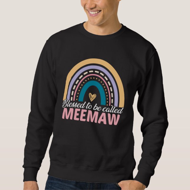 Sweatshirt Cute Blessed To Be Called Meemaw Rainbow Mother s  (Devant)