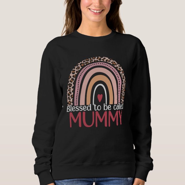 Sweatshirt Cute Blessed To Be Called Mummy Rainbow Leopard Mo (Devant)