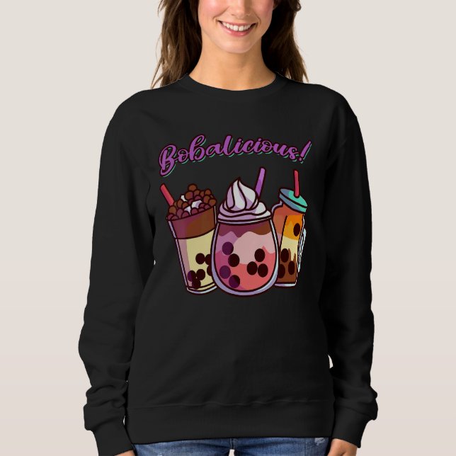 Sweatshirt Cute Boba Bubble Tea Bobalicious (Devant)