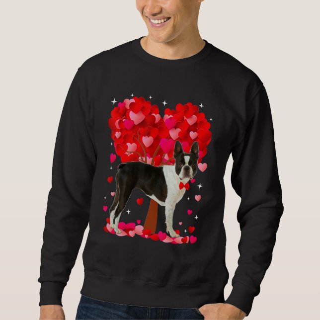 Sweatshirt Cute Boston Terrier Dog Valentines Day Heart Puppy (Devant)