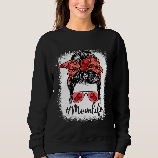 Sweatshirt Cute Boxing Mom Life Messy Bun Game Day Mother s D (Devant)