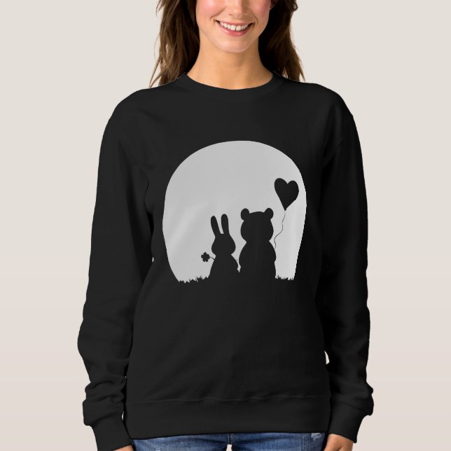 Sweatshirt Cute Bunny Bear Love Couple Valentine's Day Rabbit (Devant)